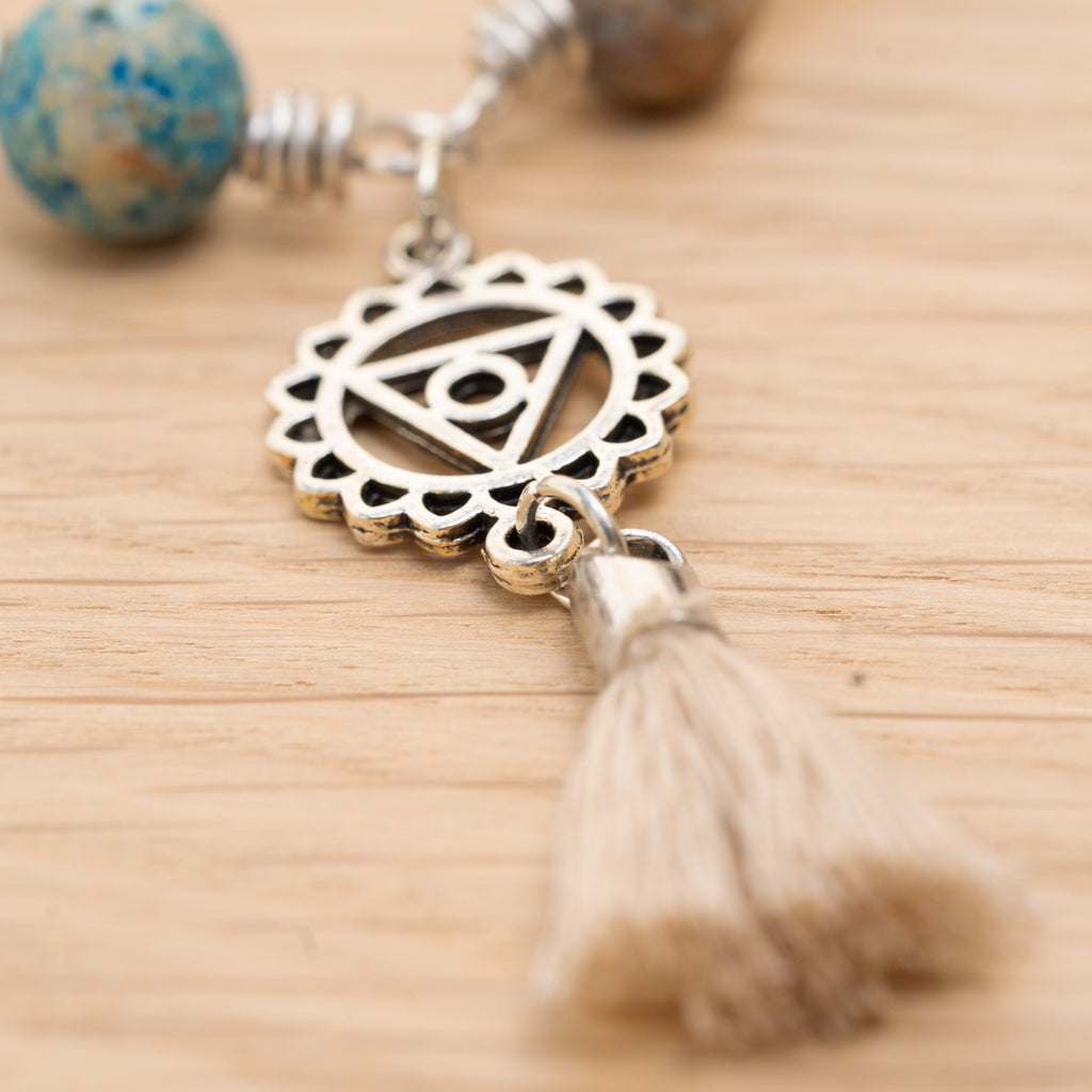Throat Chakra Bracelet – Vishuddha in Stainless Steel with Blue Calsilica Jasper