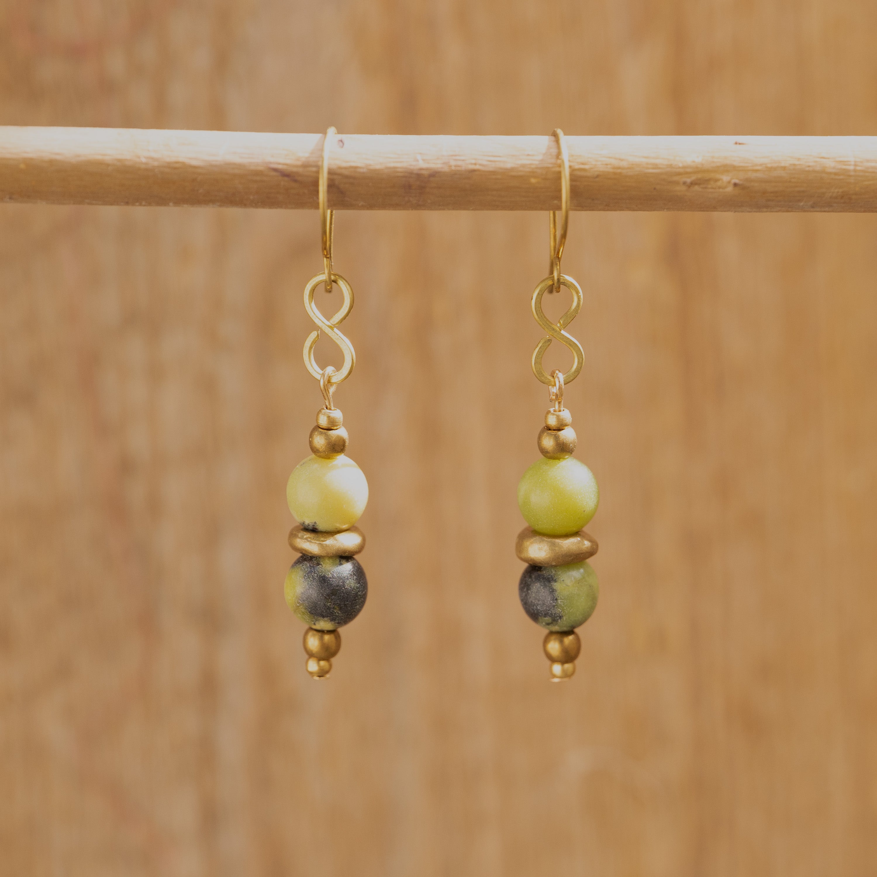 Chrysoprase Earrings in Brass