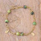 Chrysoprase Anklet in Brass with Charm
