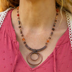 Carnelian, Smoky Quartz & Picasso Jasper Necklace in Copper