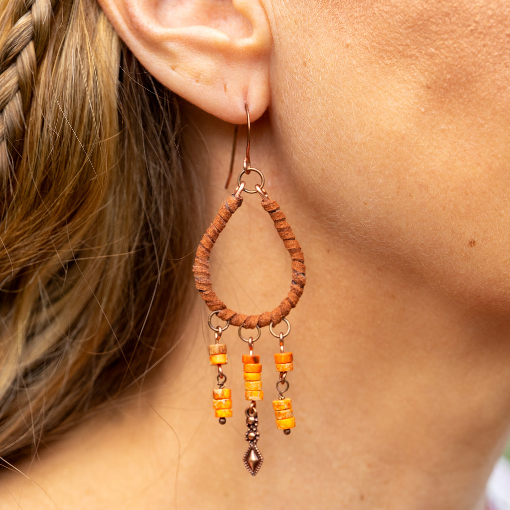 Sea Sediment Jasper Drop Earrings in Copper