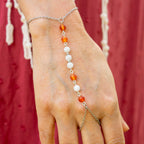 Carnelian & Moonstone Hand Chain in Stainless Steel