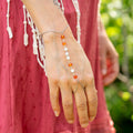 Carnelian & Moonstone Hand Chain in Stainless Steel