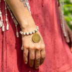 Rose Quartz Bracelet with Bronze Pendant