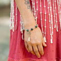 Heart Chakra Bracelet – Anahata in Stainless Steel with Green Moss Agate