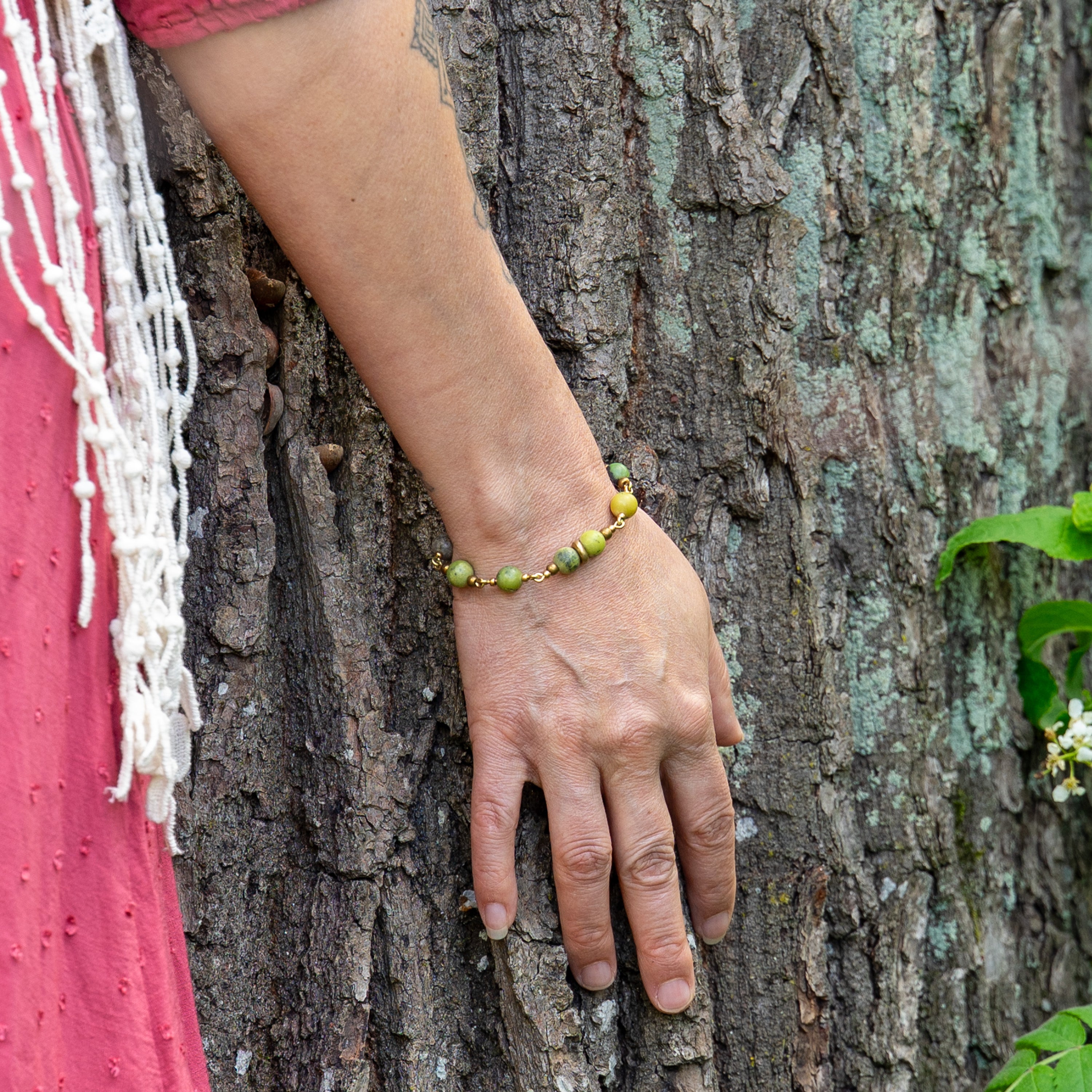 Chrysoprase Bracelet in Brass