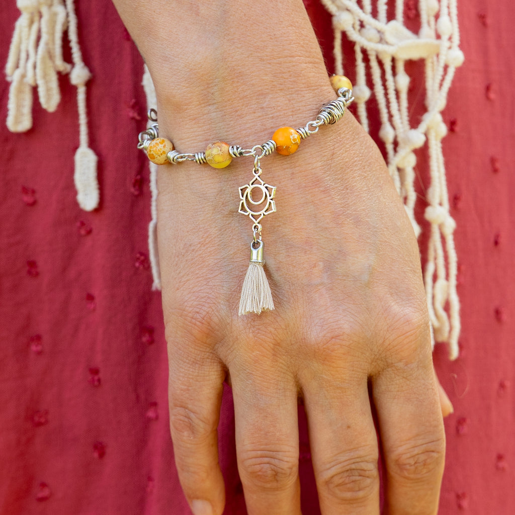 Sacral Chakra Bracelet – Svadhisthana in Stainless Steel with Orange Jasper