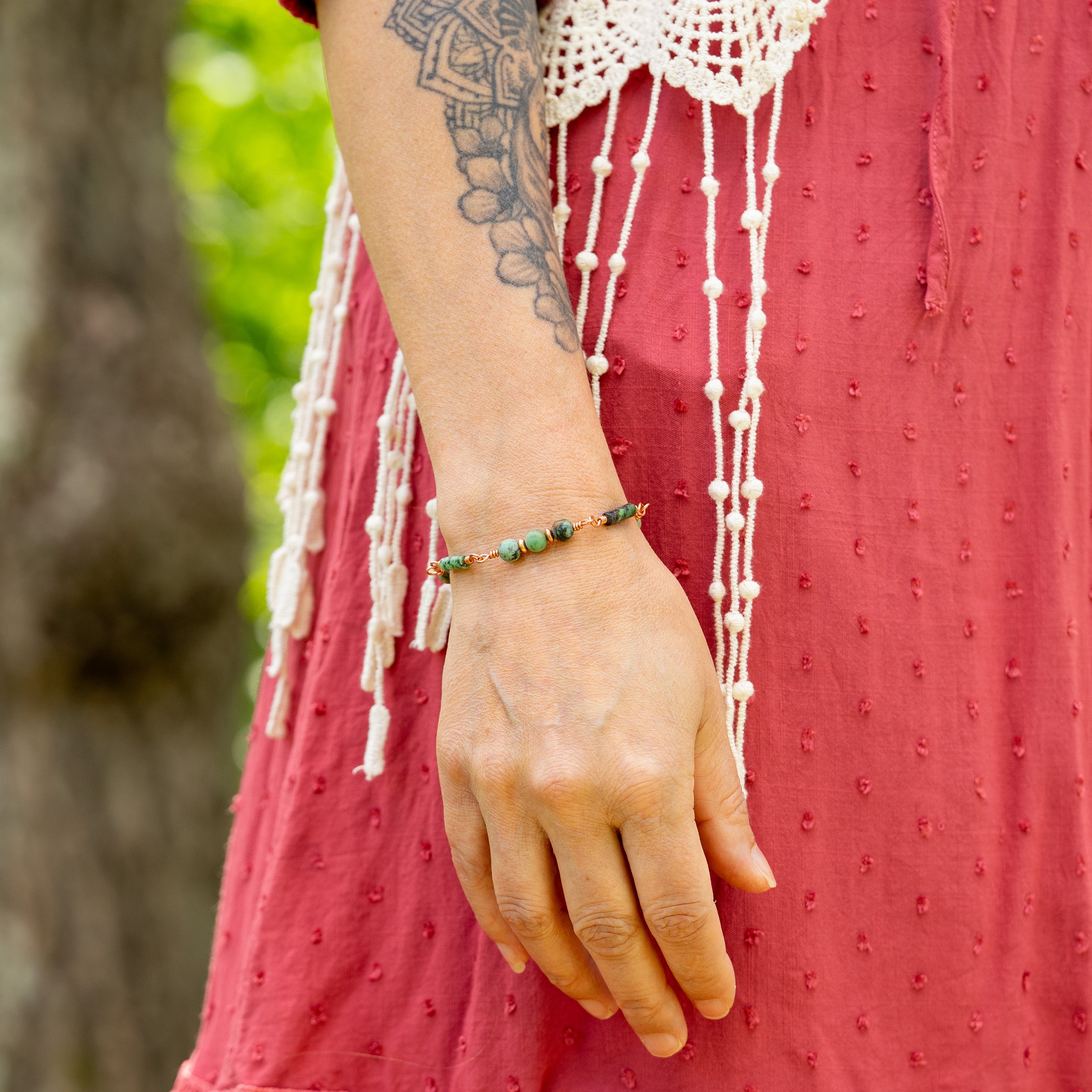 African Turquoise Bracelet in Copper