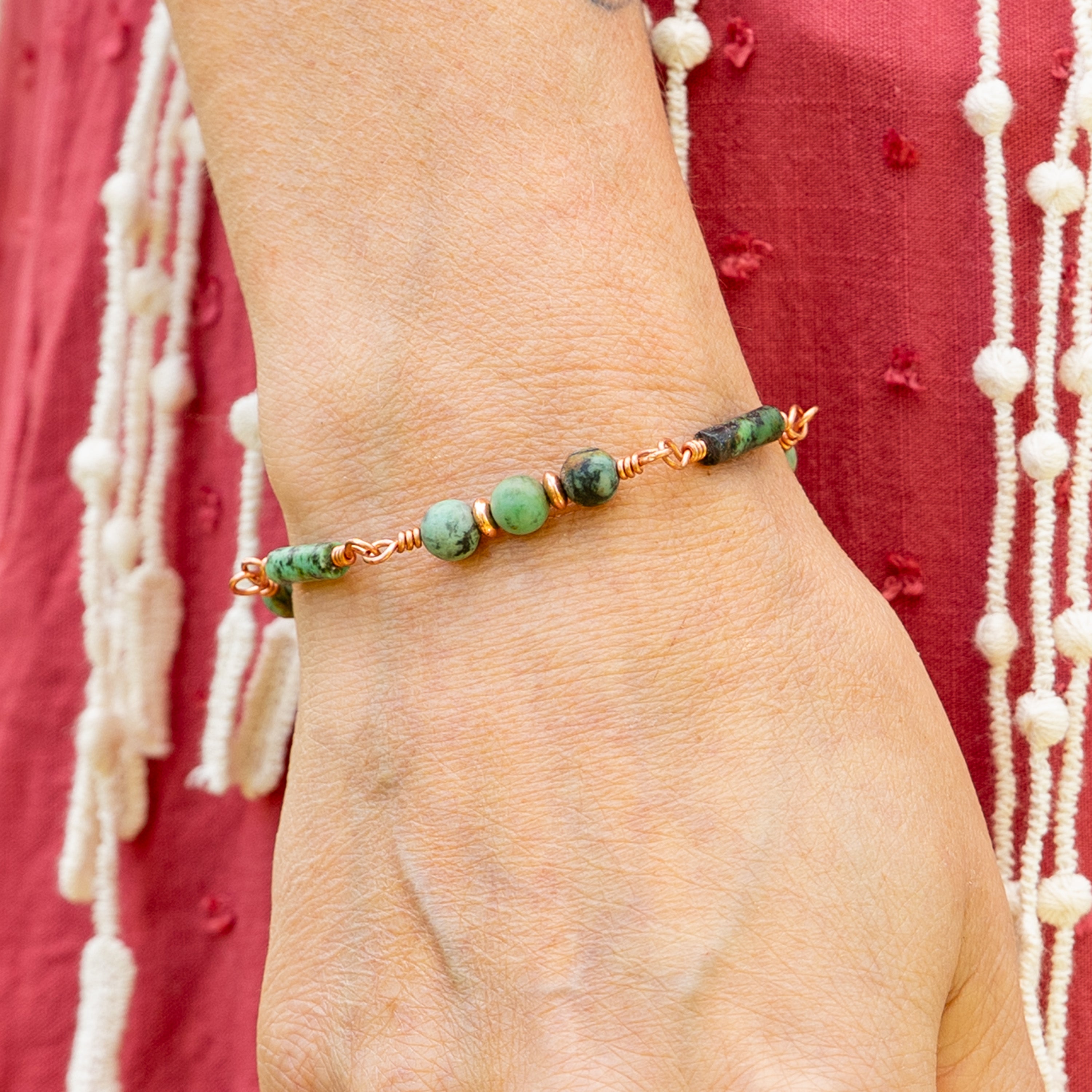 African Turquoise Bracelet in Copper