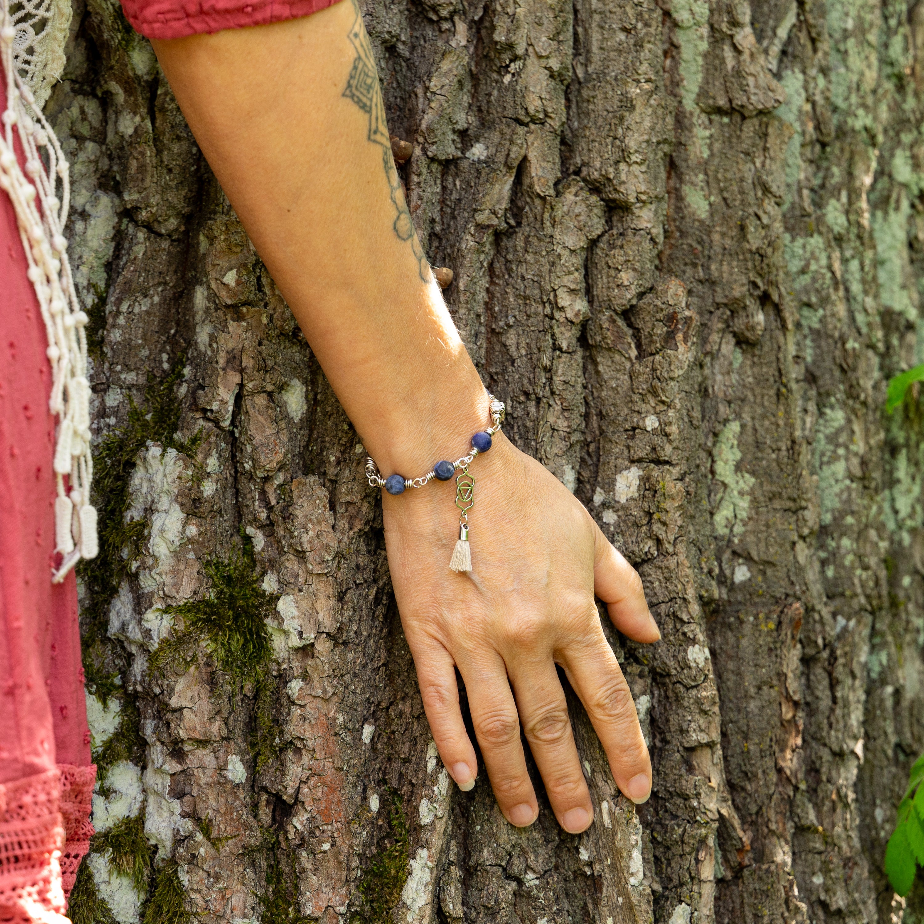 Third Eye Chakra Bracelet – Ajna in Stainless Steel with Blue Sodalite