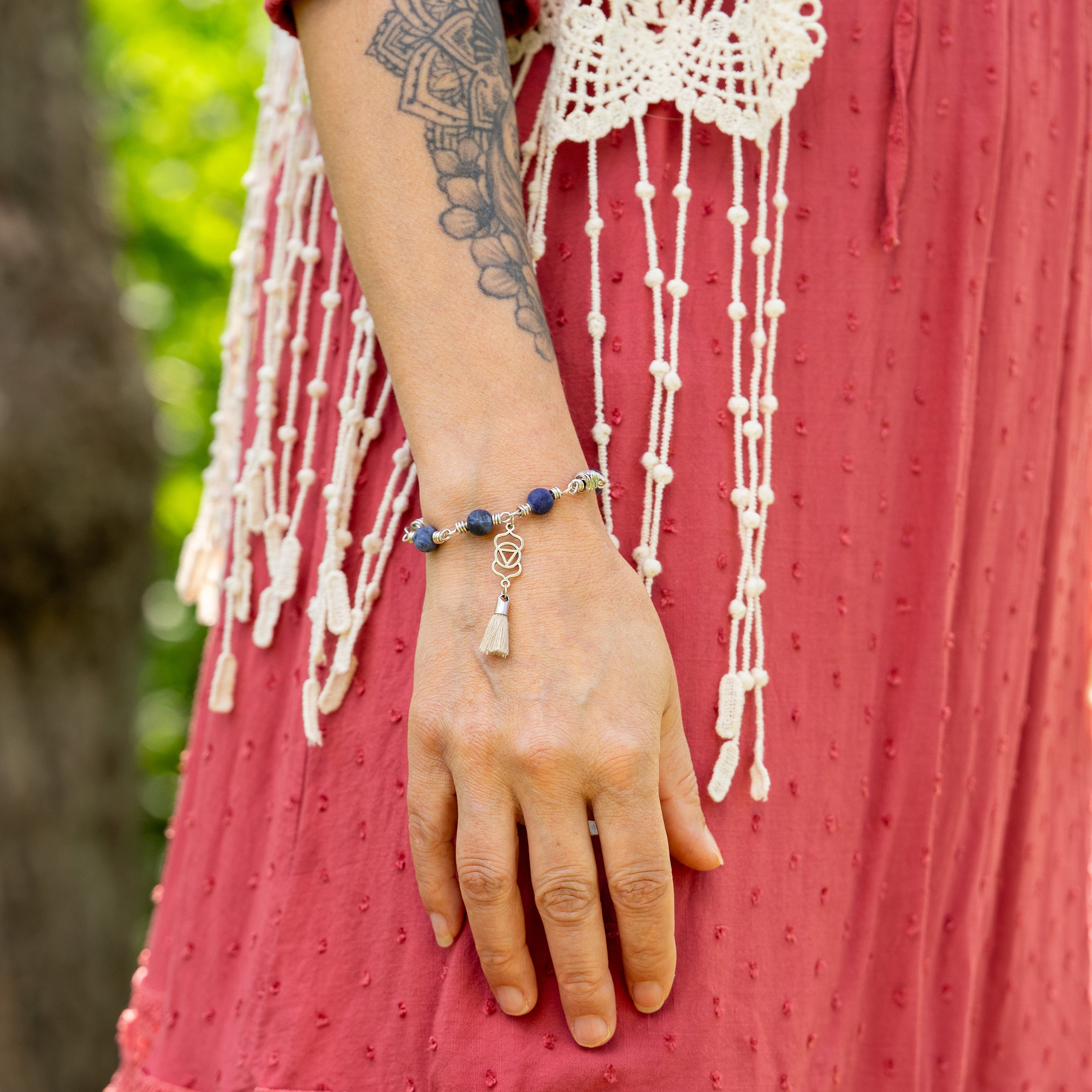 Third Eye Chakra Bracelet – Ajna in Stainless Steel with Blue Sodalite