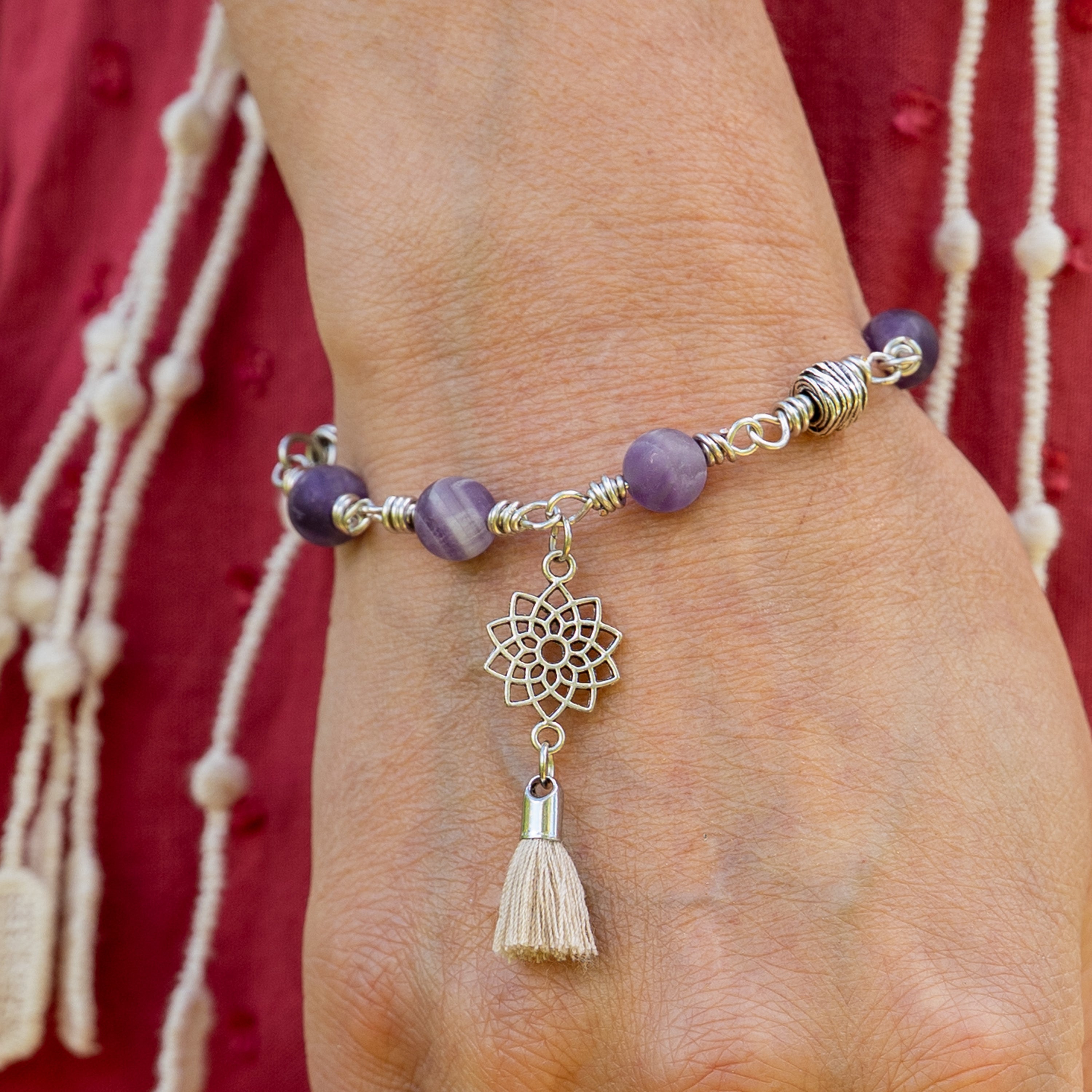 Crown Chakra Bracelet – Sahasrara in Stainless Steel with Amethyst