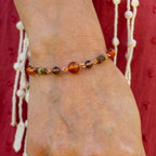 Carnelian, Smoky Quarts & Picasso Jasper Bracelet in Copper
