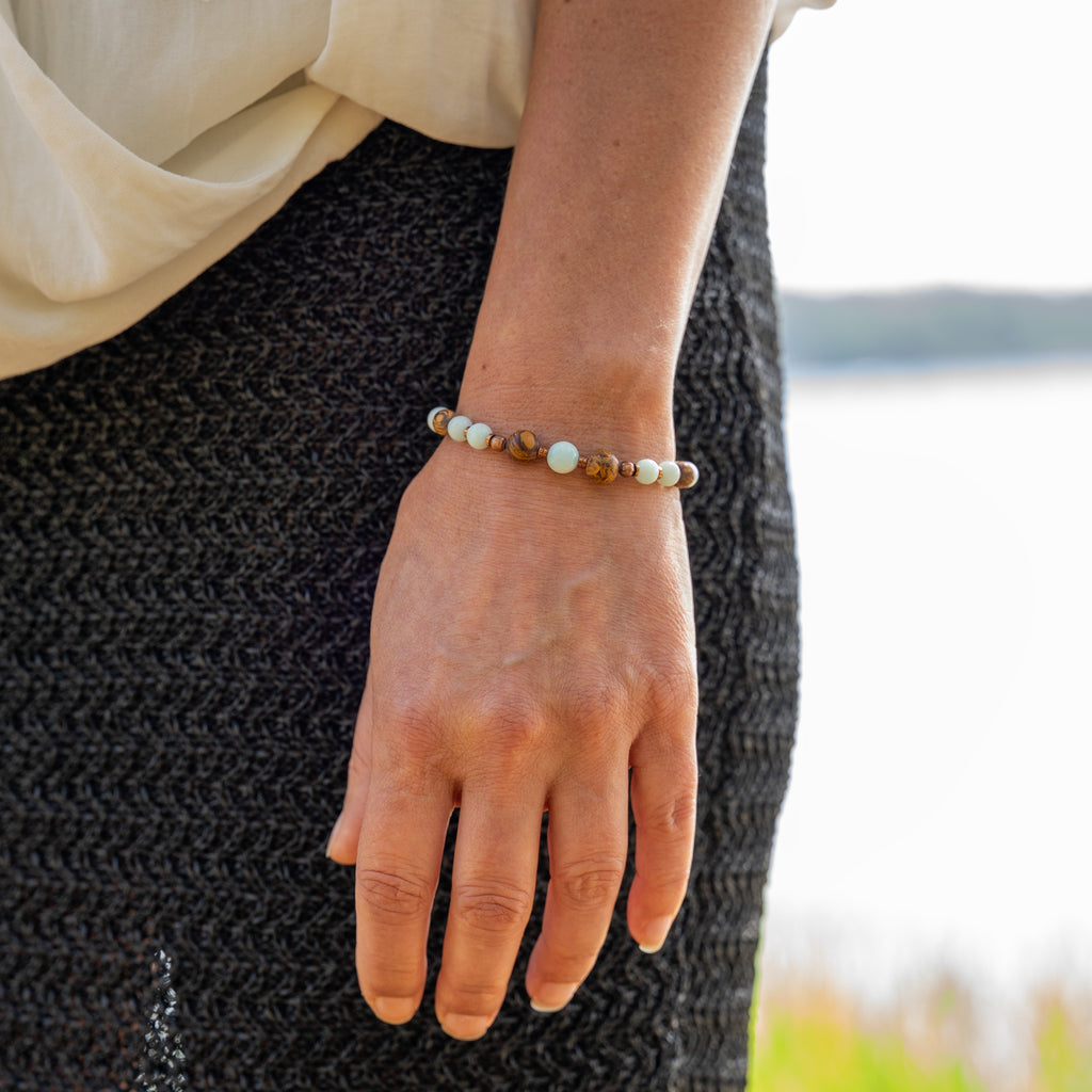 Amazonite & Elephant Skin Jasper Bracelet