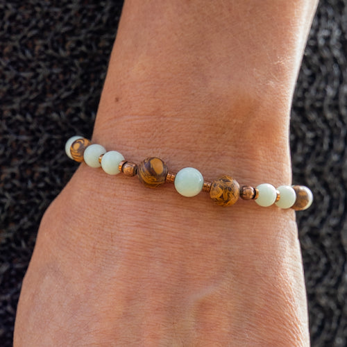 Amazonite & Elephant Skin Jasper Bracelet