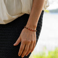 Red Agate & Rudraksha Bracelet in Brass