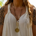 Citrine & Rudraksha Necklace in Brass