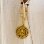 Citrine & Rudraksha Necklace in Brass
