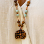 Amazonite & Elephant Skin Jasper Necklace in Copper