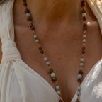 Amazonite & Elephant Skin Jasper Necklace in Copper