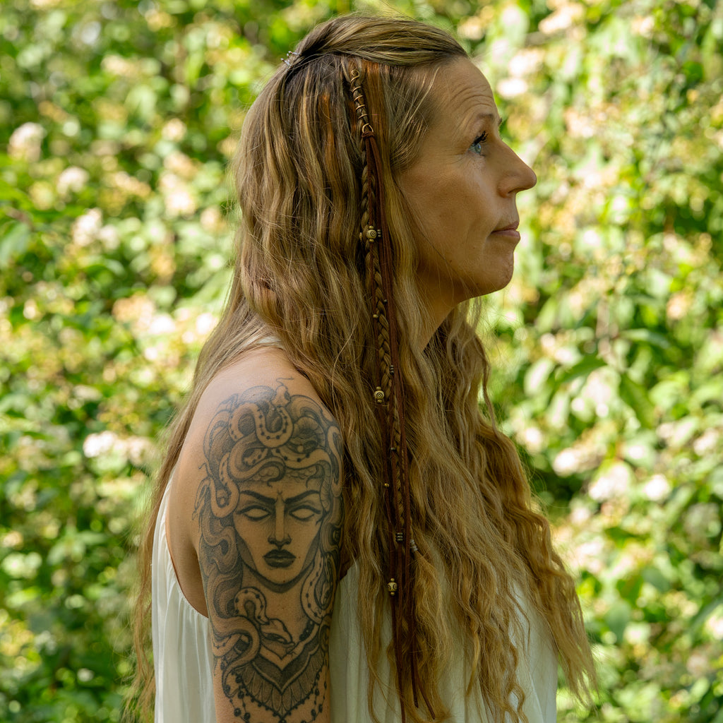 Suede Leather Earthy Hair Twist with Bronze Details