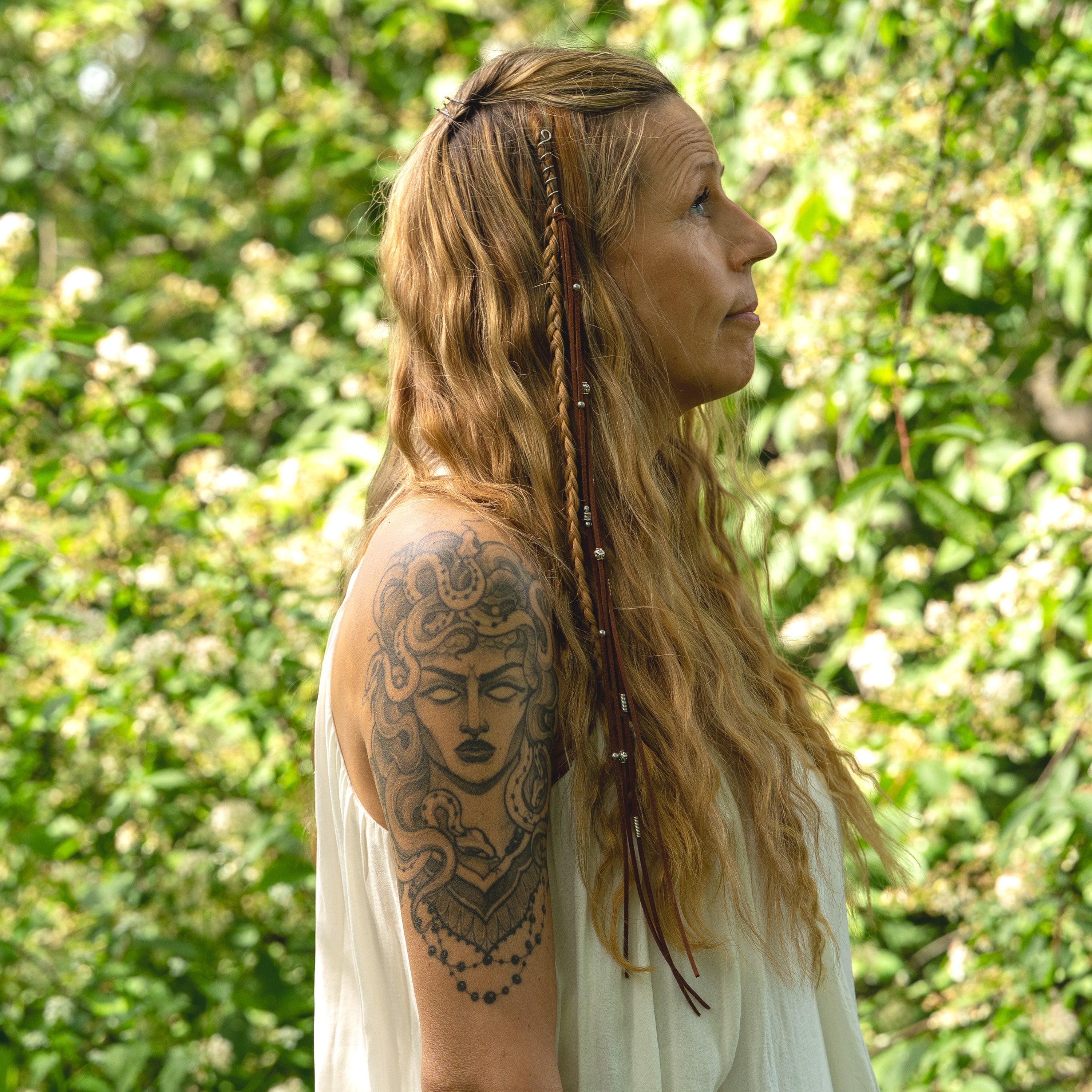 Suede Leather Earthy Hair Twist with Stainless Steel Details