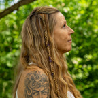 Amethyst Hair Twist with Chains and Charm in Brass