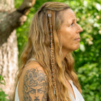 Orange Moonstone & Rudraksha Hair Twist in Stainless Steel