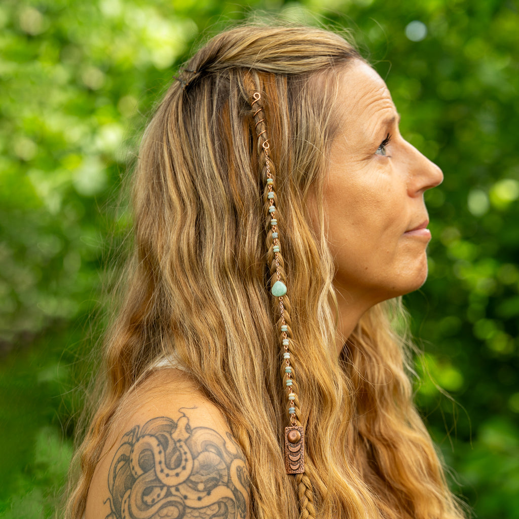 Amazonite Hair Twist in Copper