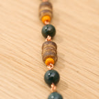 Bohemian Necklace with Bloodstone, Copper & Fabric