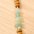 Aventurine and Wood Beads Necklace in Stainless Steel