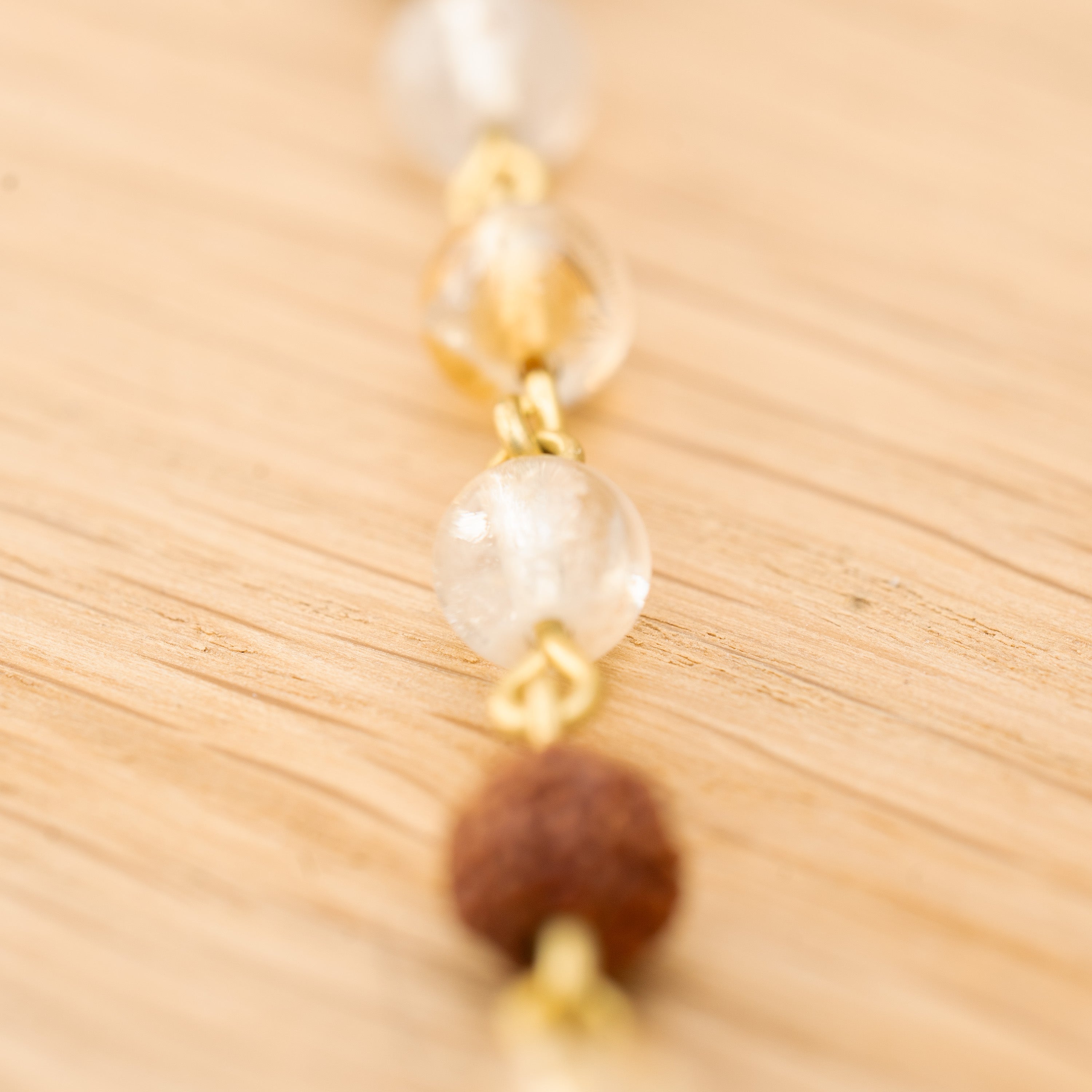 Citrine & Rudraksha Necklace in Brass