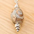 Aventurine & DZI Bead Necklace in Stainless Steel