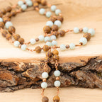 Amazonite & Elephant Skin Jasper Necklace in Copper