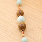 Amazonite & Elephant Skin Jasper Necklace in Copper