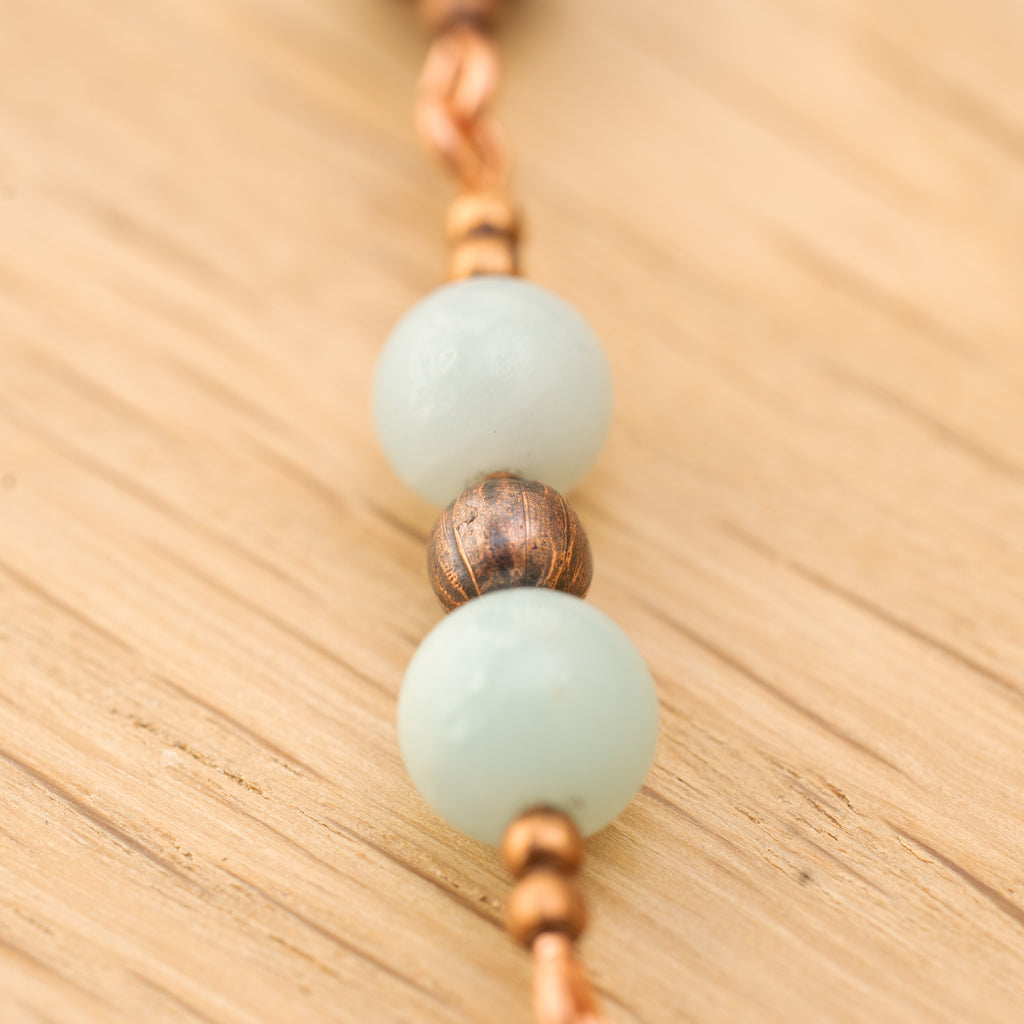 Amazonite & Elephant Skin Jasper Necklace in Copper