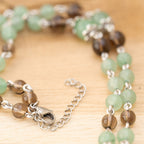 Aventurine & Smoky Quartz Necklace in Stainless Steel