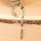 Aventurine & Smoky Quartz Necklace in Stainless Steel