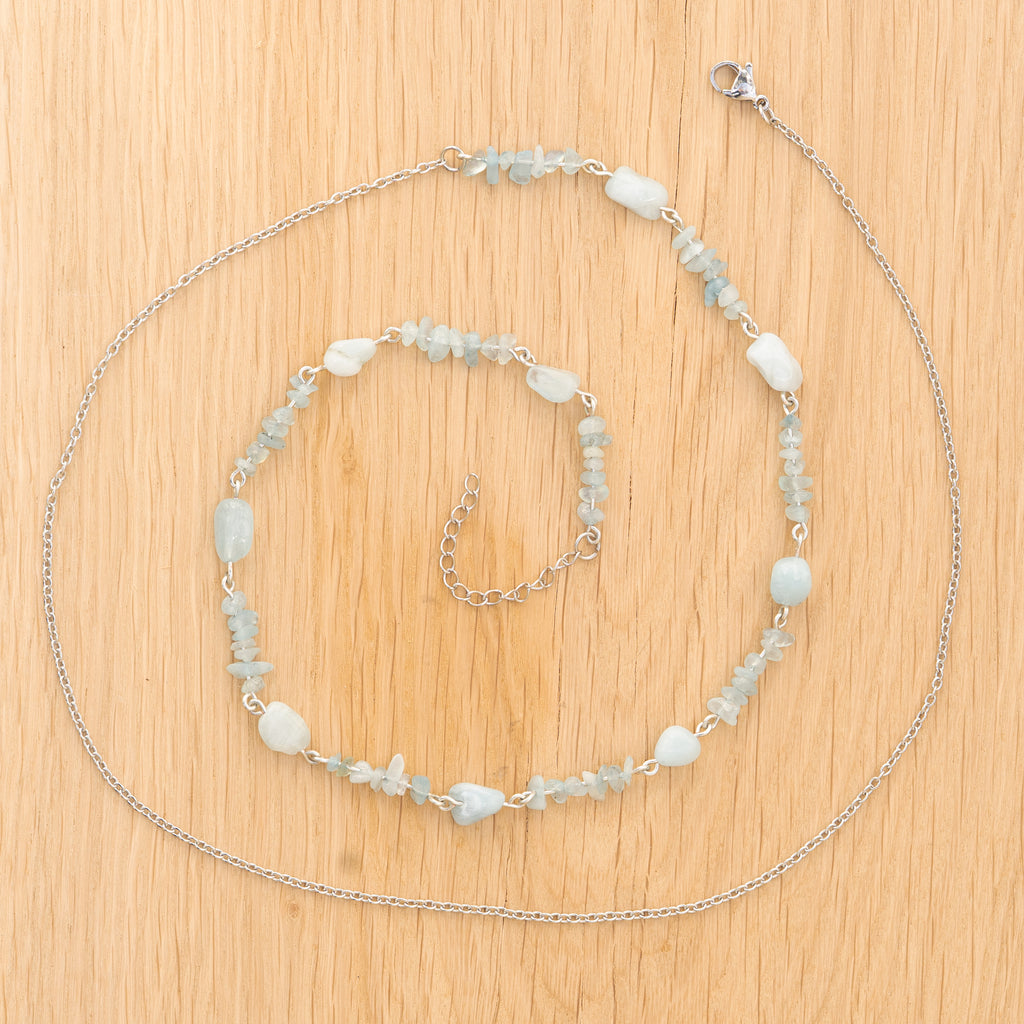 Aquamarine Belly Chain in Stainless Steel
