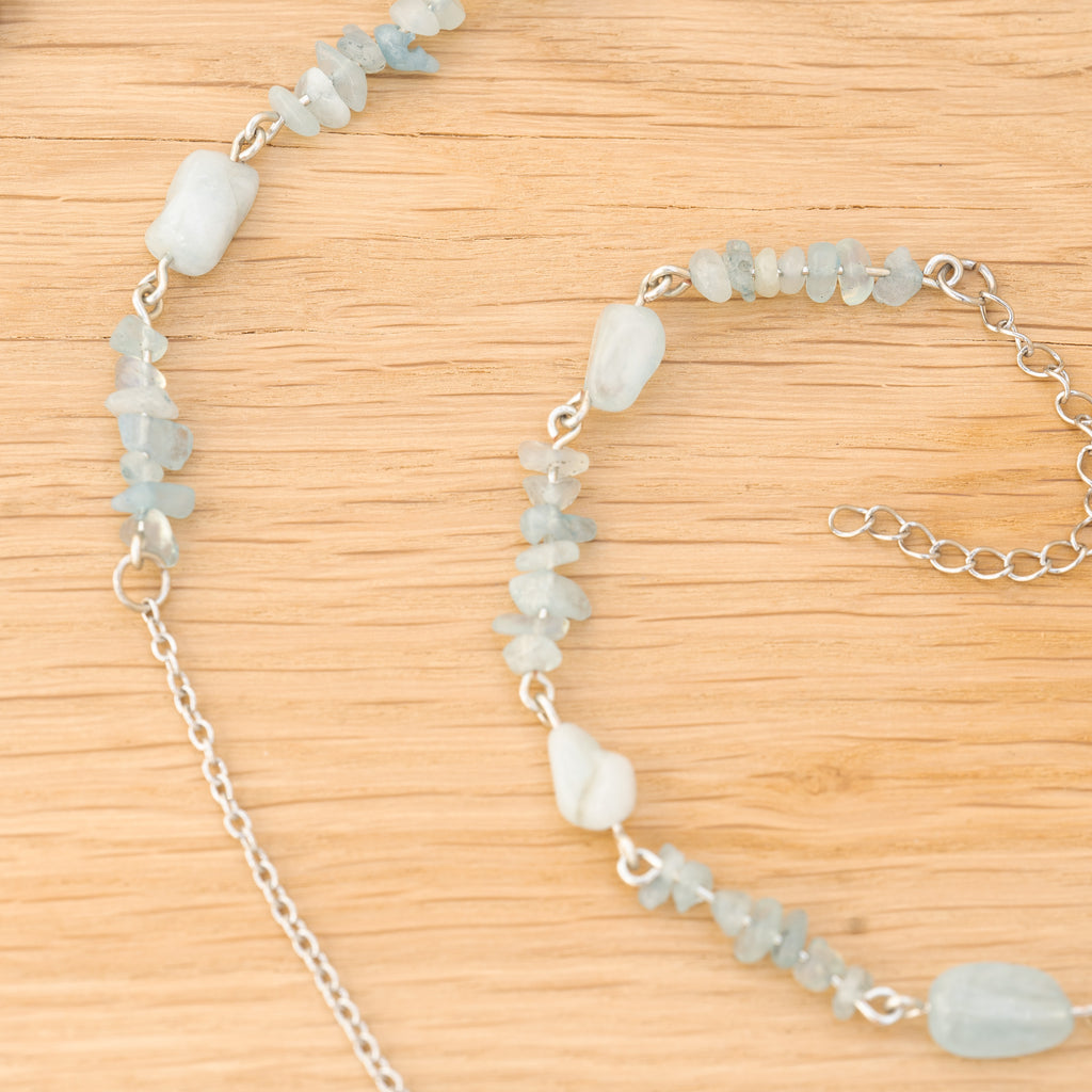 Aquamarine Belly Chain in Stainless Steel