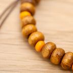 Brown & Orange Wood Bead Bracelet