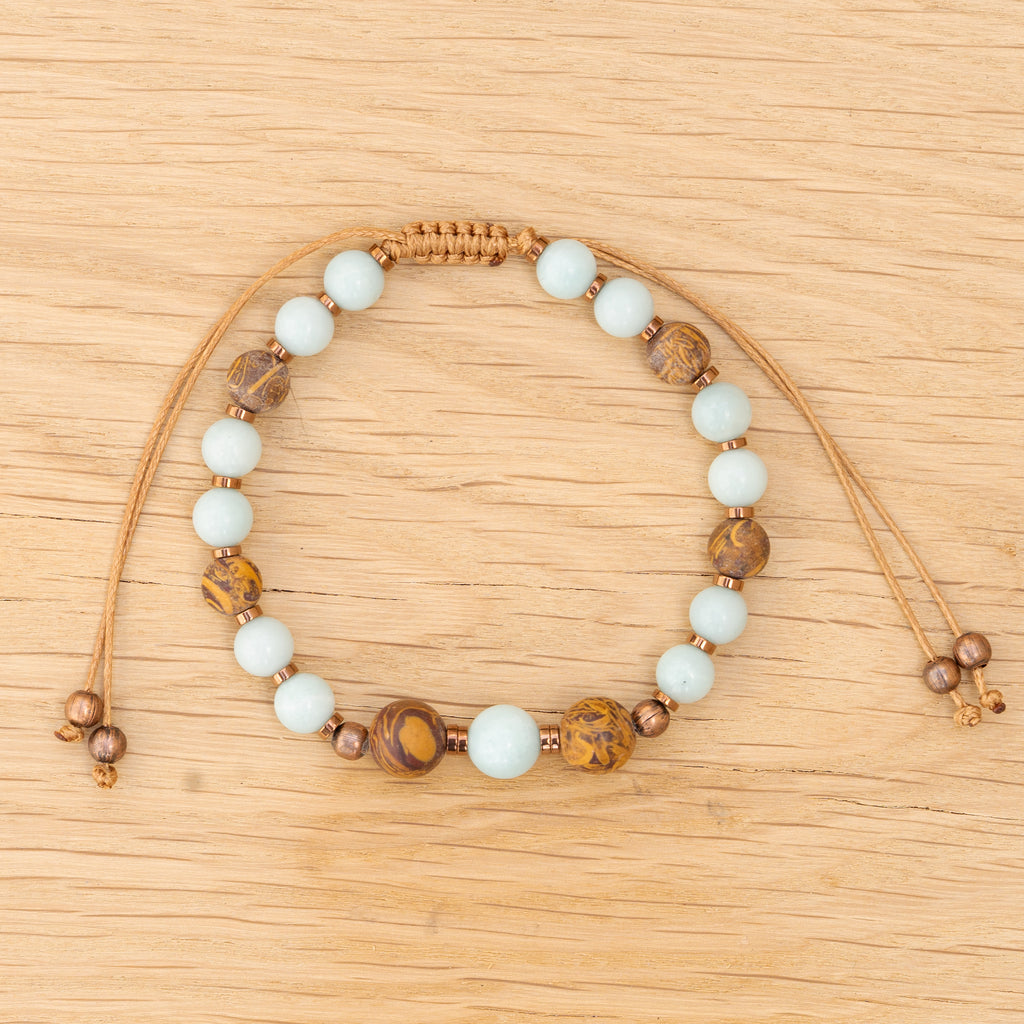 Amazonite & Elephant Skin Jasper Bracelet