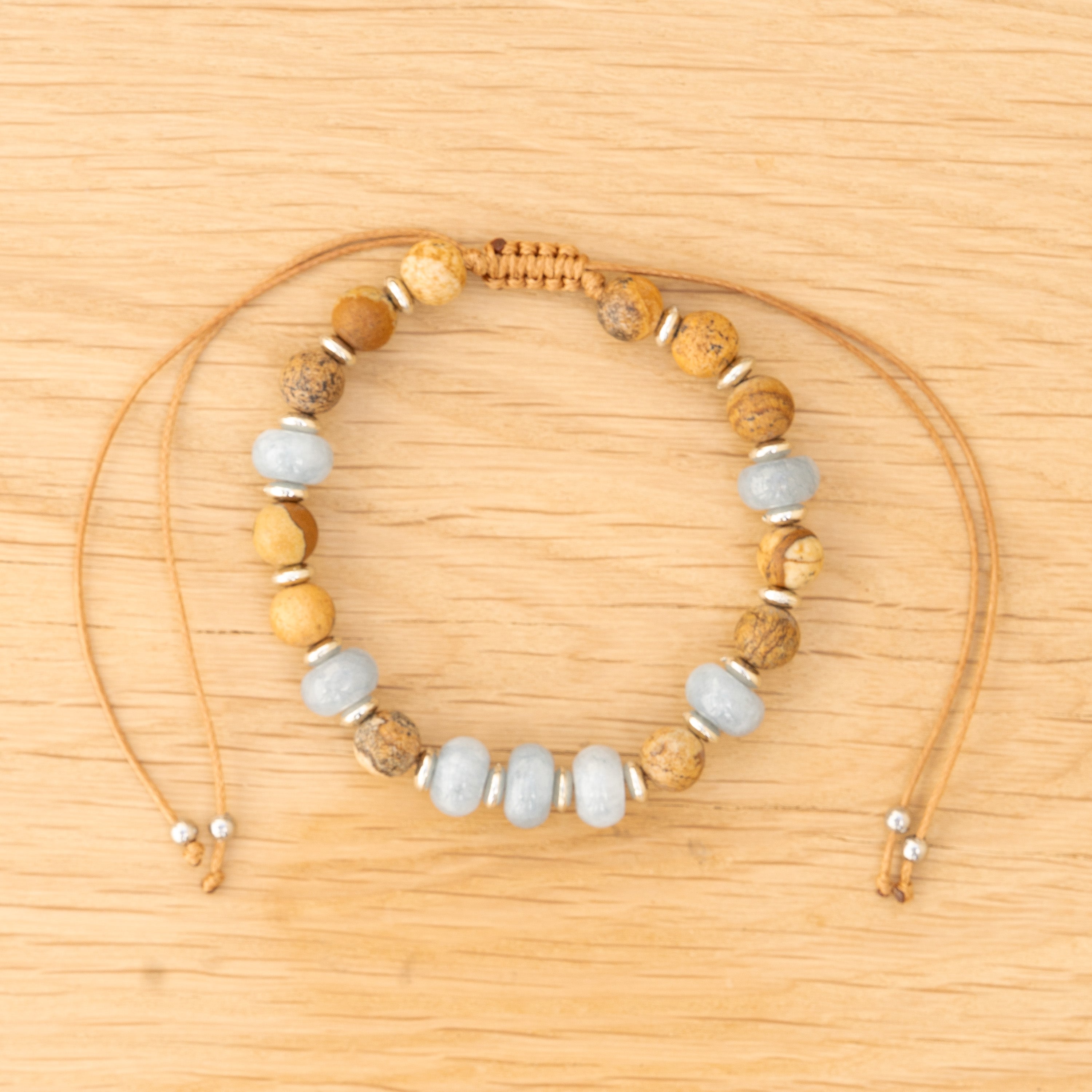Aquamarine & Landscape Jasper Bracelet