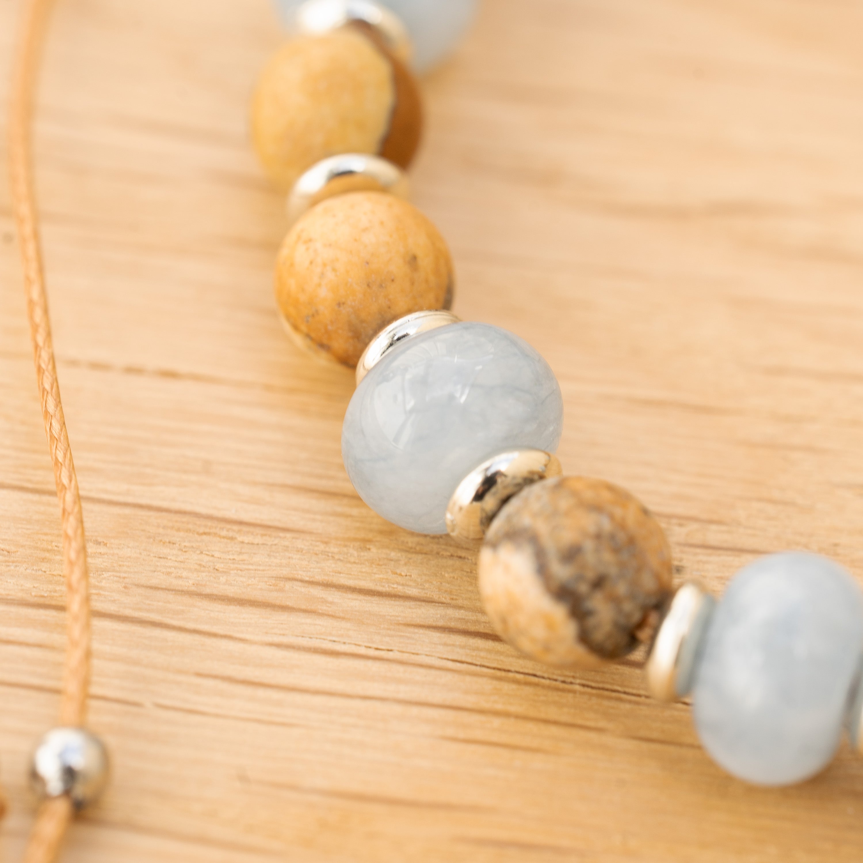 Aquamarine & Landscape Jasper Bracelet