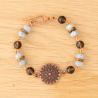Aquamarine & Smoky Quarts Bracelet in Copper