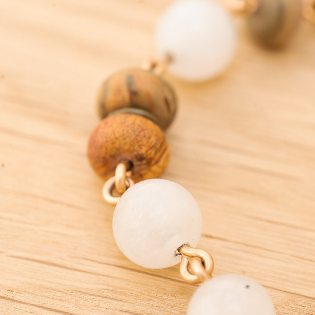 Moonstone & Picasso Jasper Bracelet in Bronze