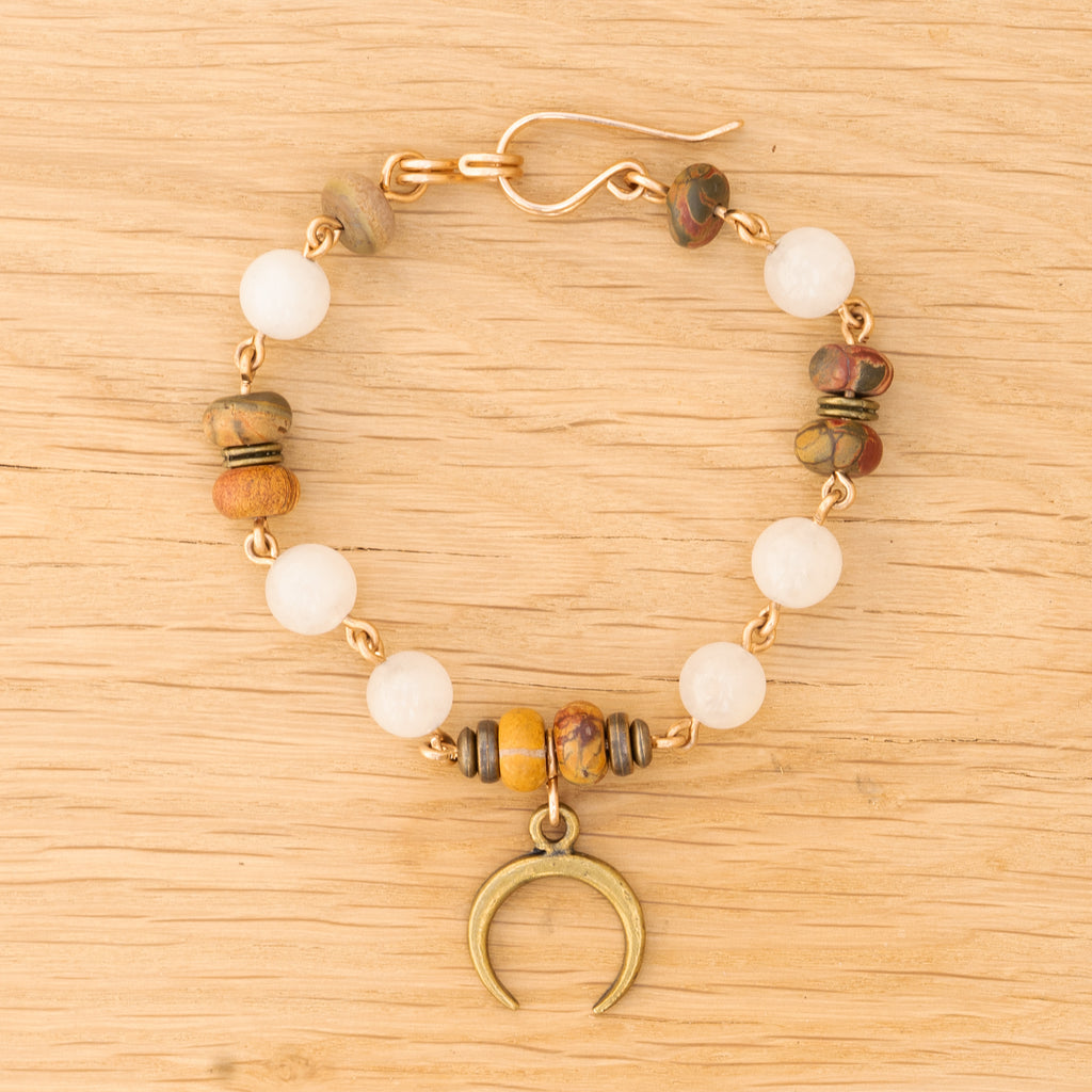 Moonstone & Picasso Jasper Bracelet in Bronze