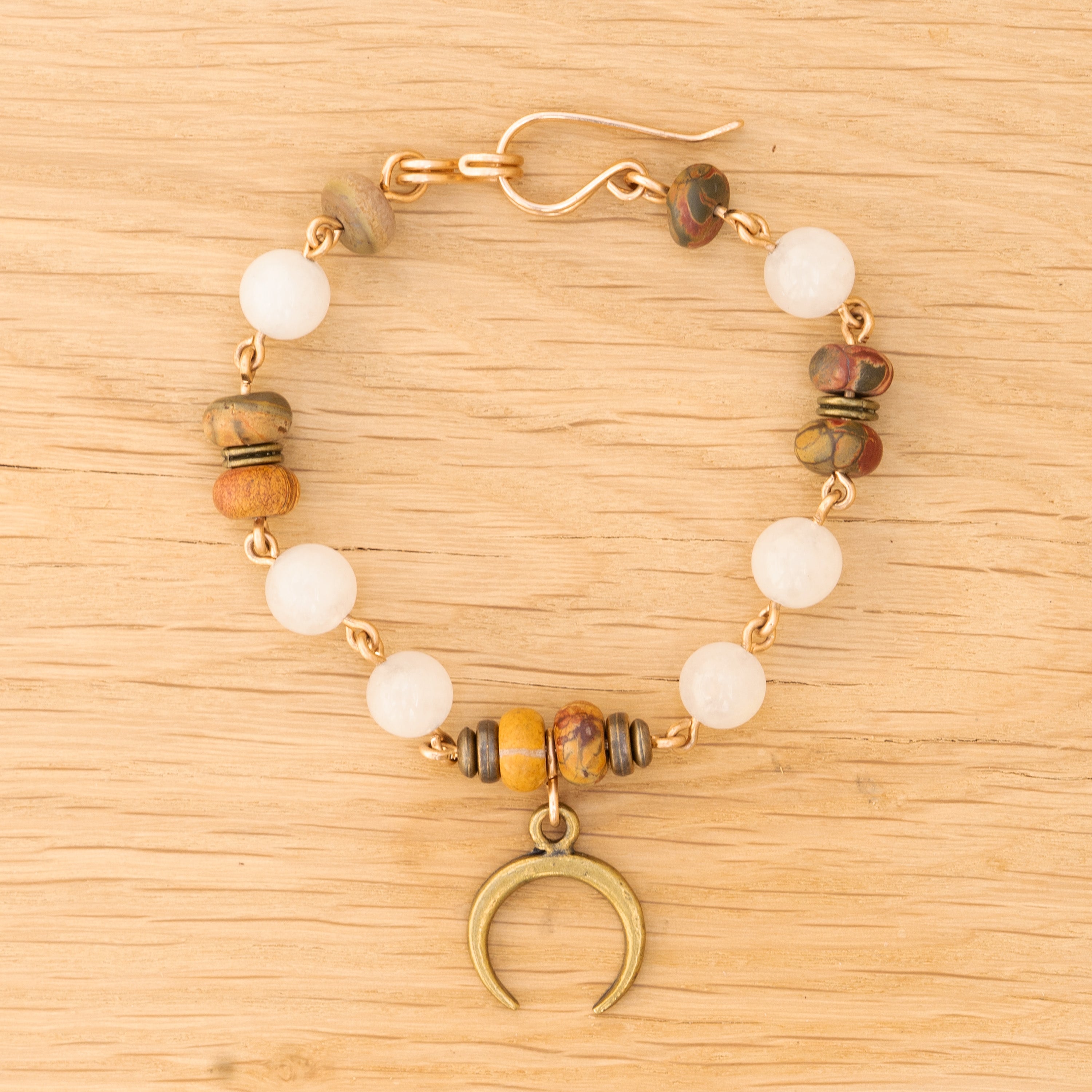 Moonstone & Picasso Jasper Bracelet in Bronze