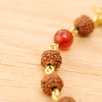 Red Agate & Rudraksha Bracelet in Brass