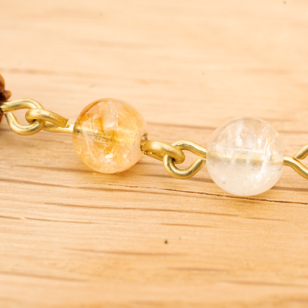 Citrine & Rudraksha Bracelet in Brass